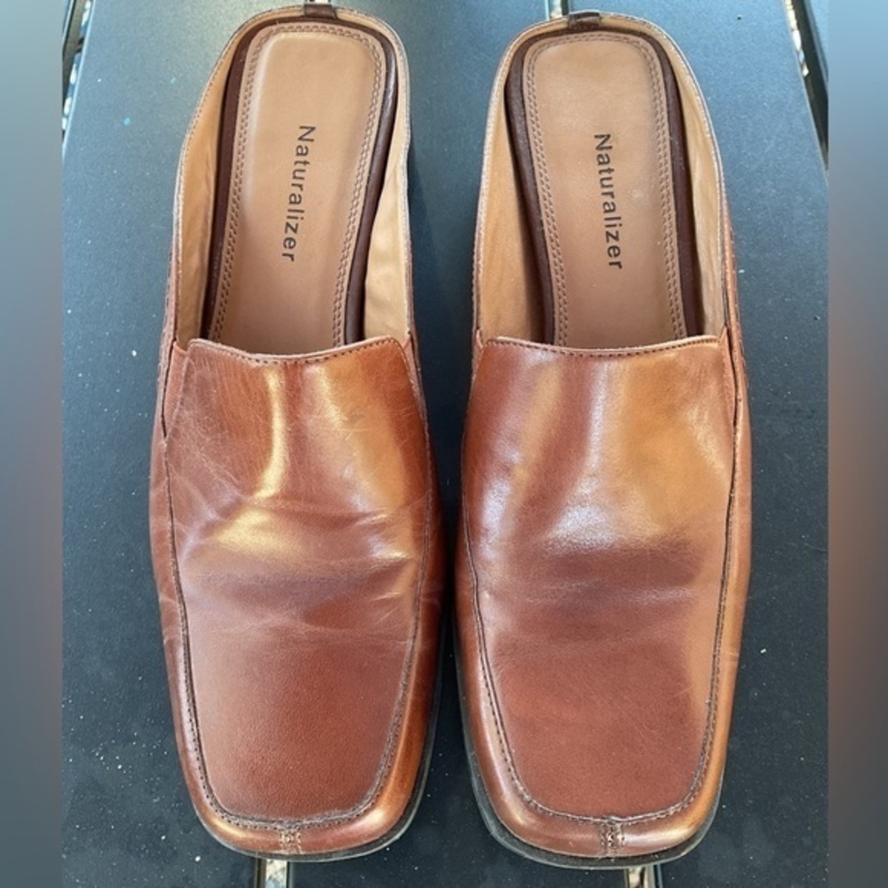 Naturalizer Brown Leather Mules Slip-On Shoes Sz 8.5